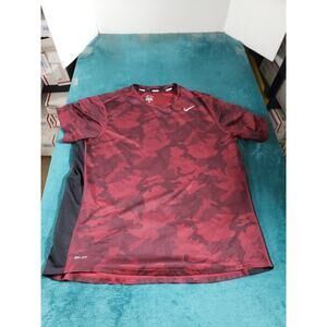 Nike Shirt Extra Large Mens Red Dri-Fit Running Short Sleeve Race Day Camouflage